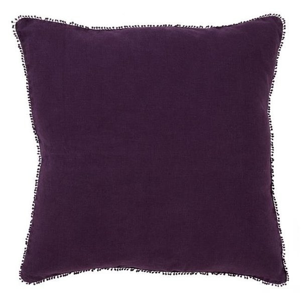 Saro Lifestyle SARO 15063.PU20S 20 in. Graciella Square Pompom Design Down Filled Pillow - Purple 15063.PU20S